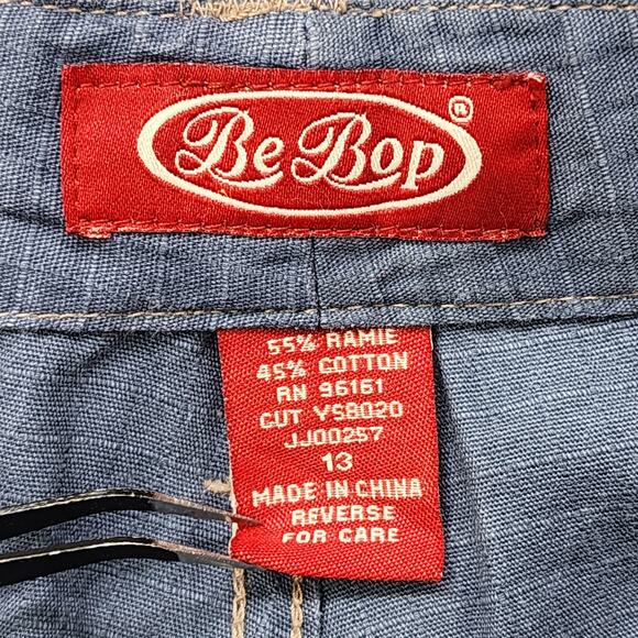 Vintage BeBop Pants Womens 13 Juniors Blue Ripstop Drawstring Wide Leg Grunge - Picture 7 of 13